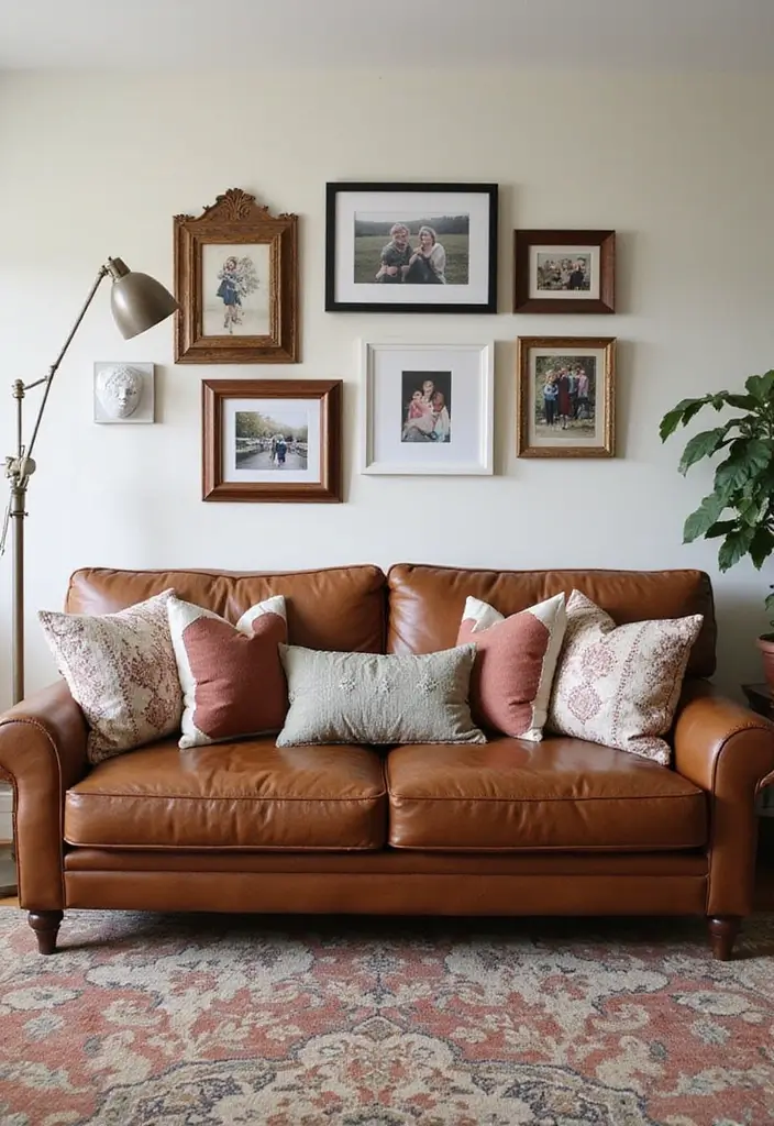 30 Eco-Friendly Leather Couch Living Room Decor Ideas - 22. Personalize Your Space 1