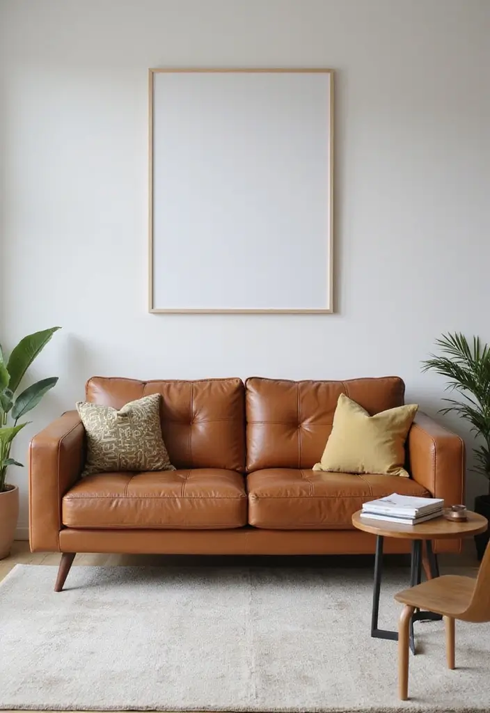 30 Eco-Friendly Leather Couch Living Room Decor Ideas - 4. Minimalism Meets Leather 1