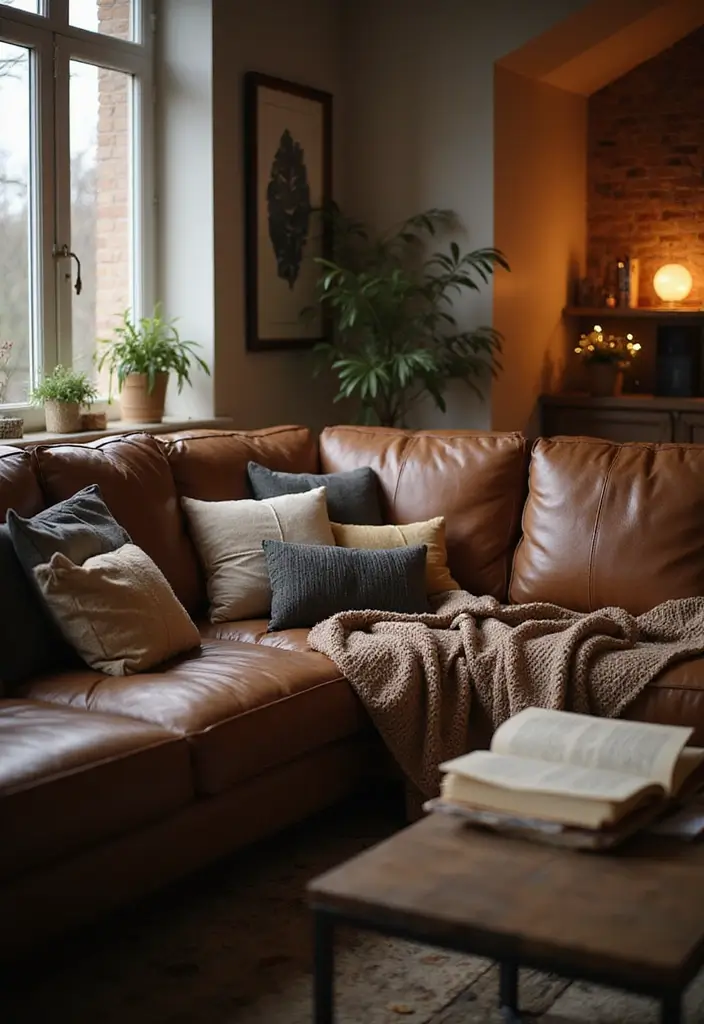 30 Eco-Friendly Leather Couch Living Room Decor Ideas - 8. Create a Cozy Nook 1