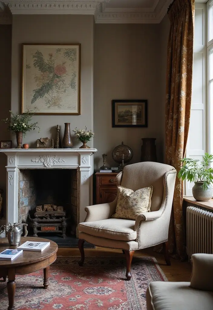 30 Elegant Living Room Decor Ideas for Classy Homes - 18. Vintage Accessories 1