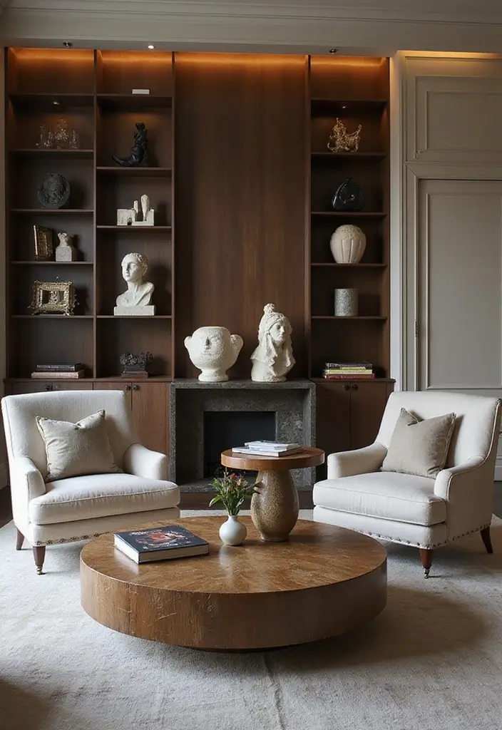 30 Elegant Living Room Decor Ideas for Classy Homes - 19. Sculptural Decor Items 1