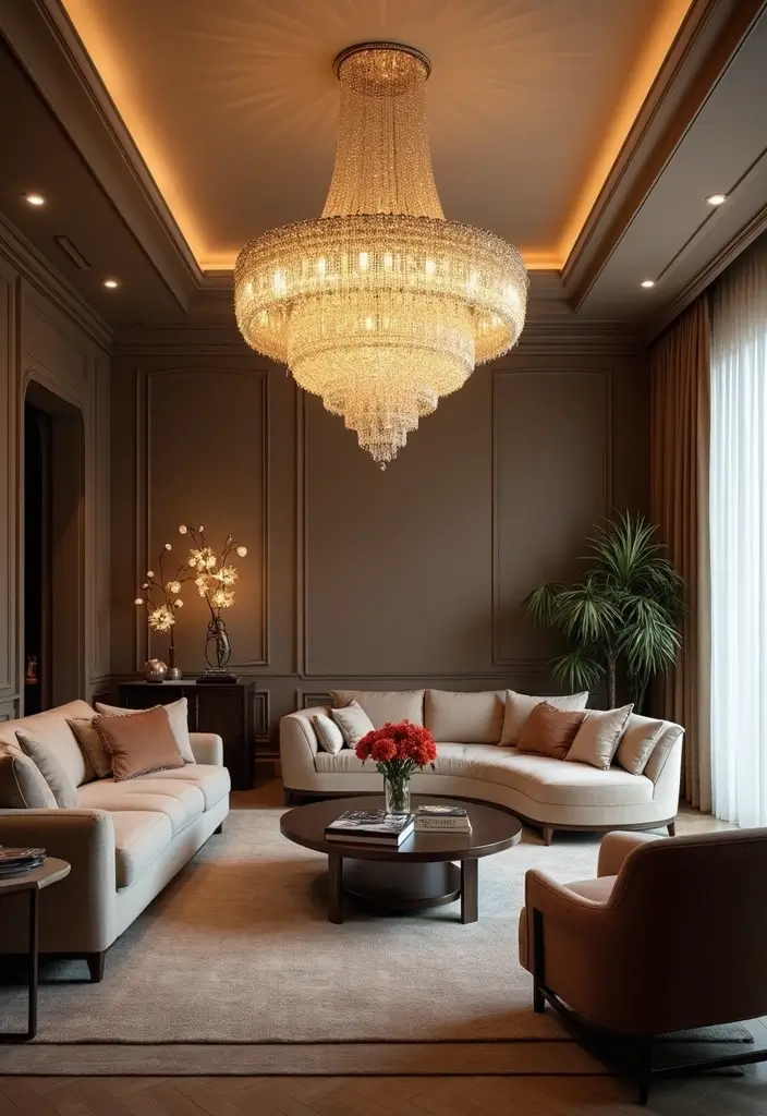 30 Elegant Living Room Decor Ideas for Classy Homes - 2. Statement Lighting Fixtures 1