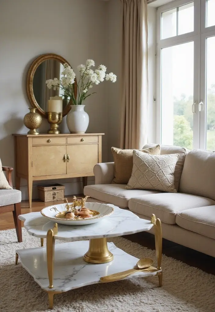 30 Elegant Living Room Decor Ideas for Classy Homes - 22. A Touch of Gold 1