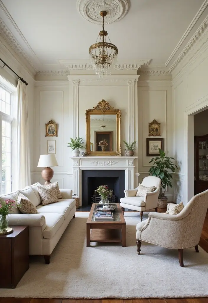 30 Elegant Living Room Decor Ideas for Classy Homes - 29. Classic Design Elements 1