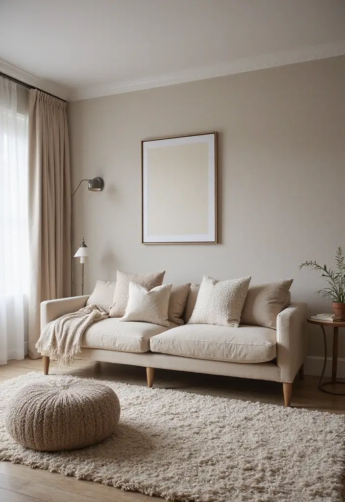 30 Elegant Living Room Decor Ideas for Classy Homes - 5. Layered Textures 1