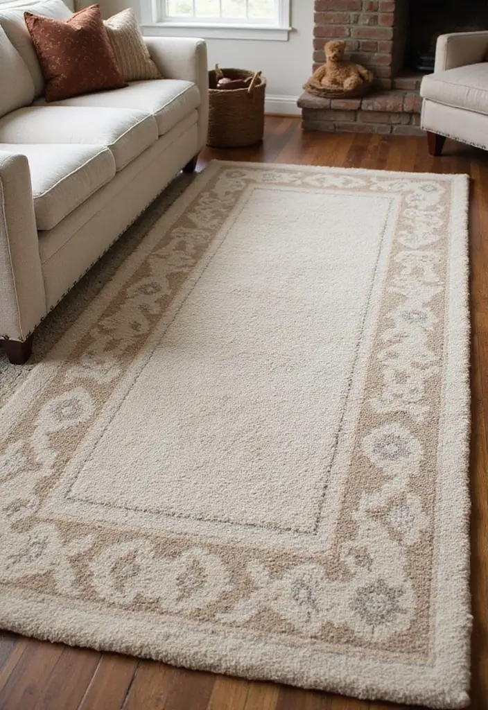 30 English Country Living Room Decor Ideas - 12. Layered Rugs 1