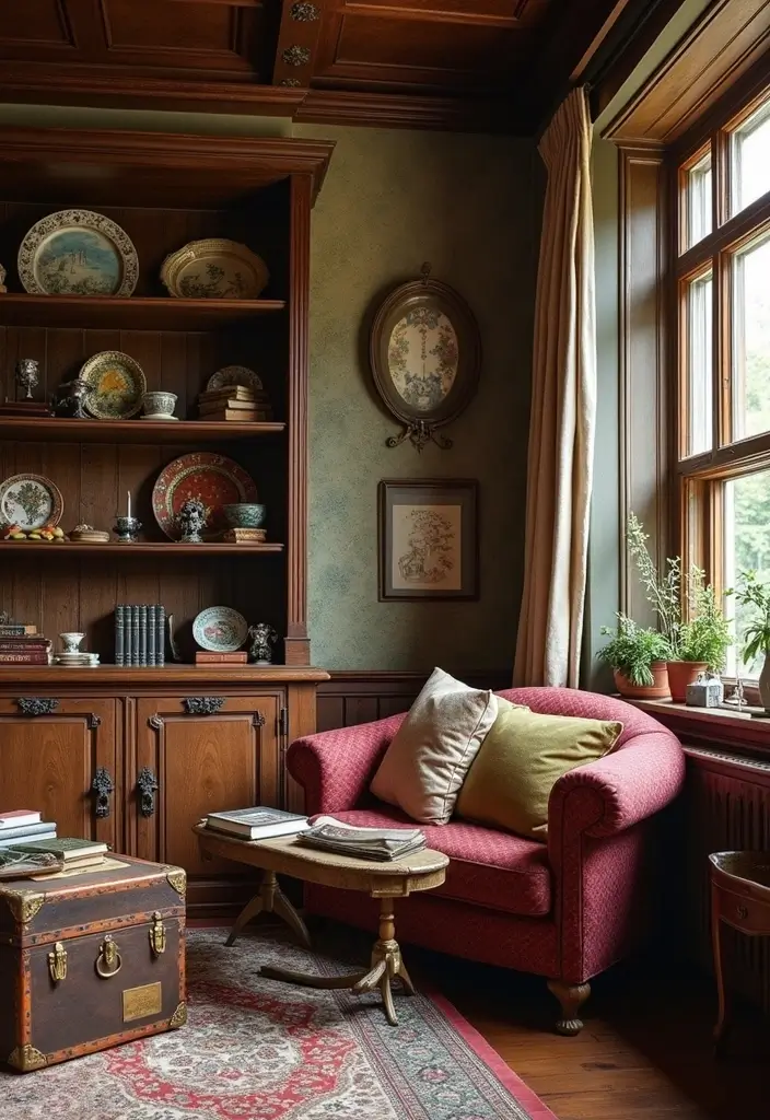 30 English Country Living Room Decor Ideas - 13. Antique Accessories 1