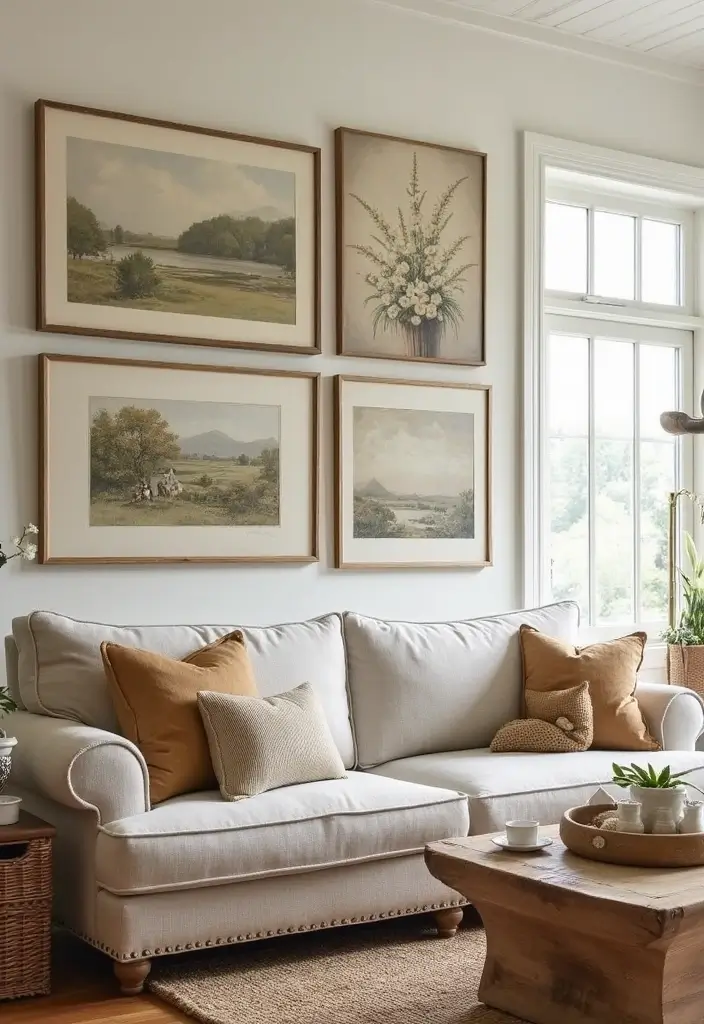 30 English Country Living Room Decor Ideas - 16. Country-Inspired Art 1