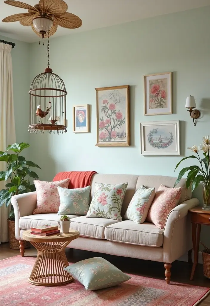 30 English Country Living Room Decor Ideas - 17. Whimsical Decor 1