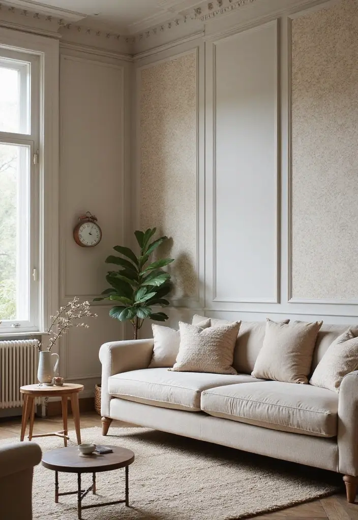 30 English Country Living Room Decor Ideas - 22. Textured Walls 1