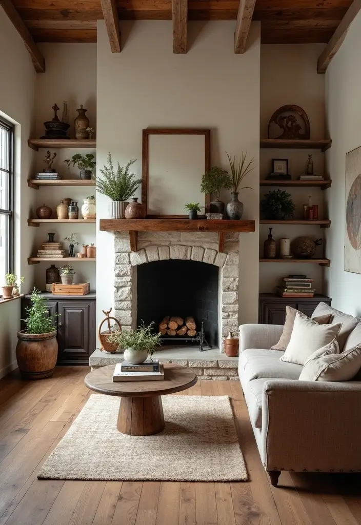 30 English Country Living Room Decor Ideas - 5. Rustic Accents 1