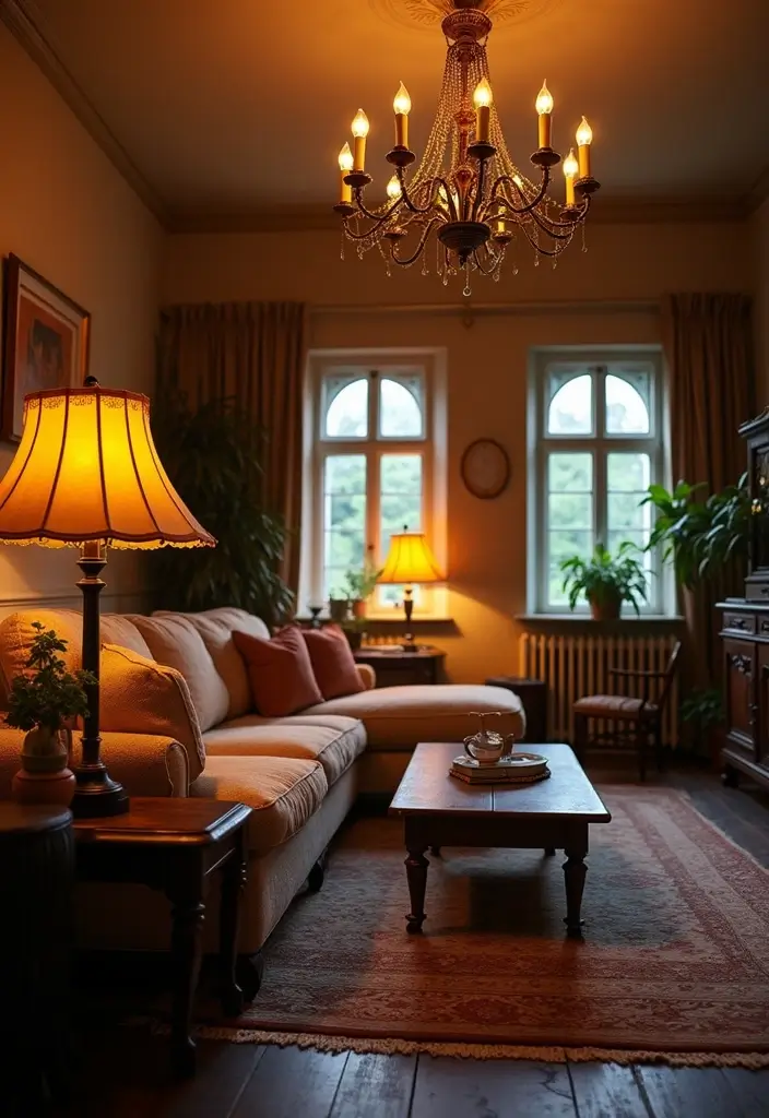 30 English Country Living Room Decor Ideas - 6. Traditional English Lighting 1