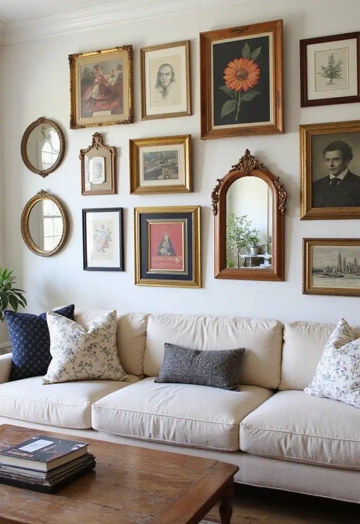 30 French Living Room Decor Ideas for Chic Style - 10. Artistic Gallery Wall 1