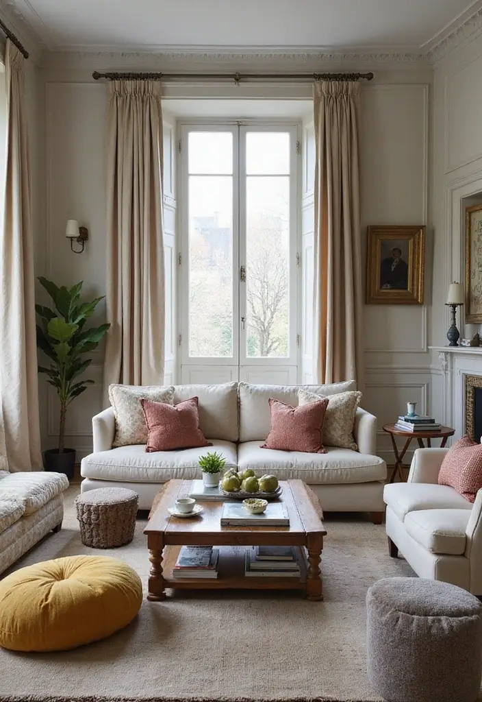 30 French Living Room Decor Ideas for Chic Style - 30. Layered Furnishings 1