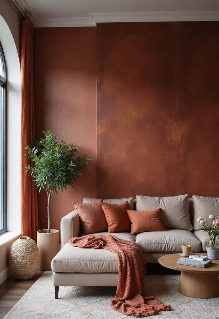 30 Glam Living Room Decor Ideas for Sparkle - 12. Bold Accent Walls 1