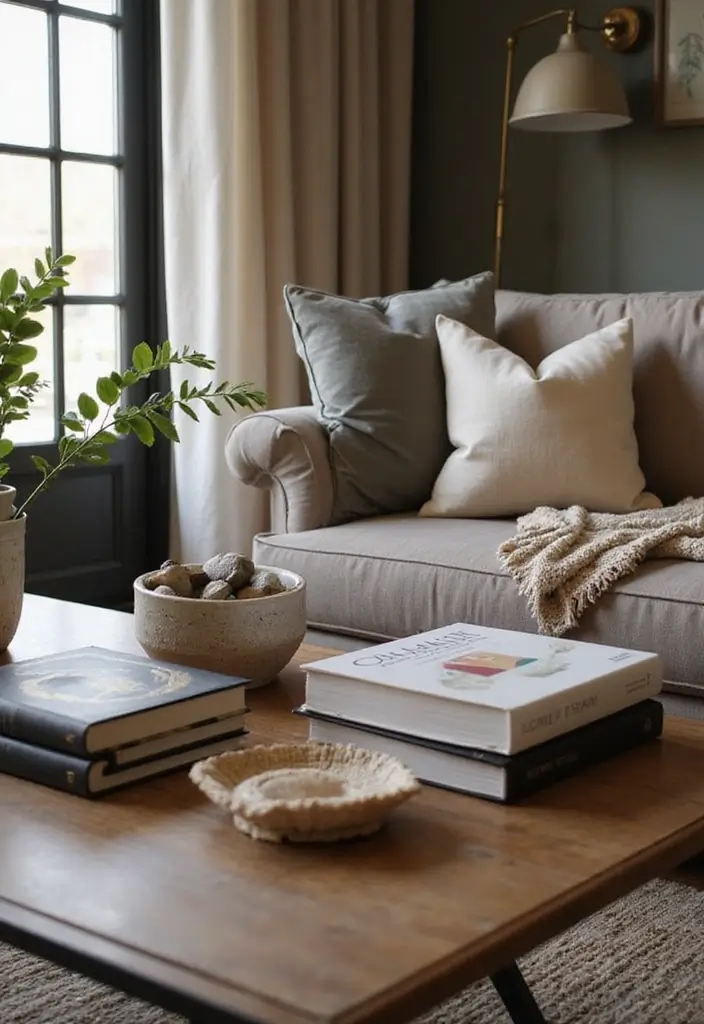 30 Glam Living Room Decor Ideas for Sparkle - 16. Elegant Coffee Table Books 1