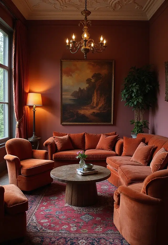 30 Glam Living Room Decor Ideas for Sparkle - 2. Velvet Upholstered Furniture 1