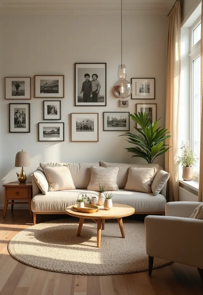 30 Glam Living Room Decor Ideas for Sparkle - 23. Personalized Decor 1