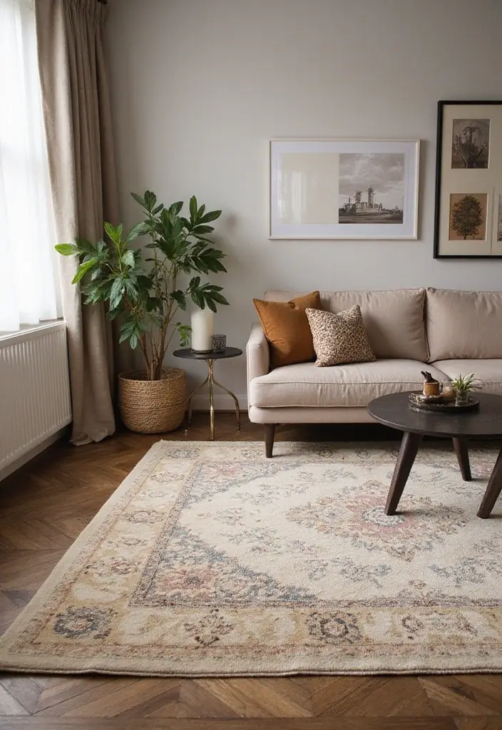 30 Glam Living Room Decor Ideas for Sparkle - 6. Luxurious Area Rugs 1