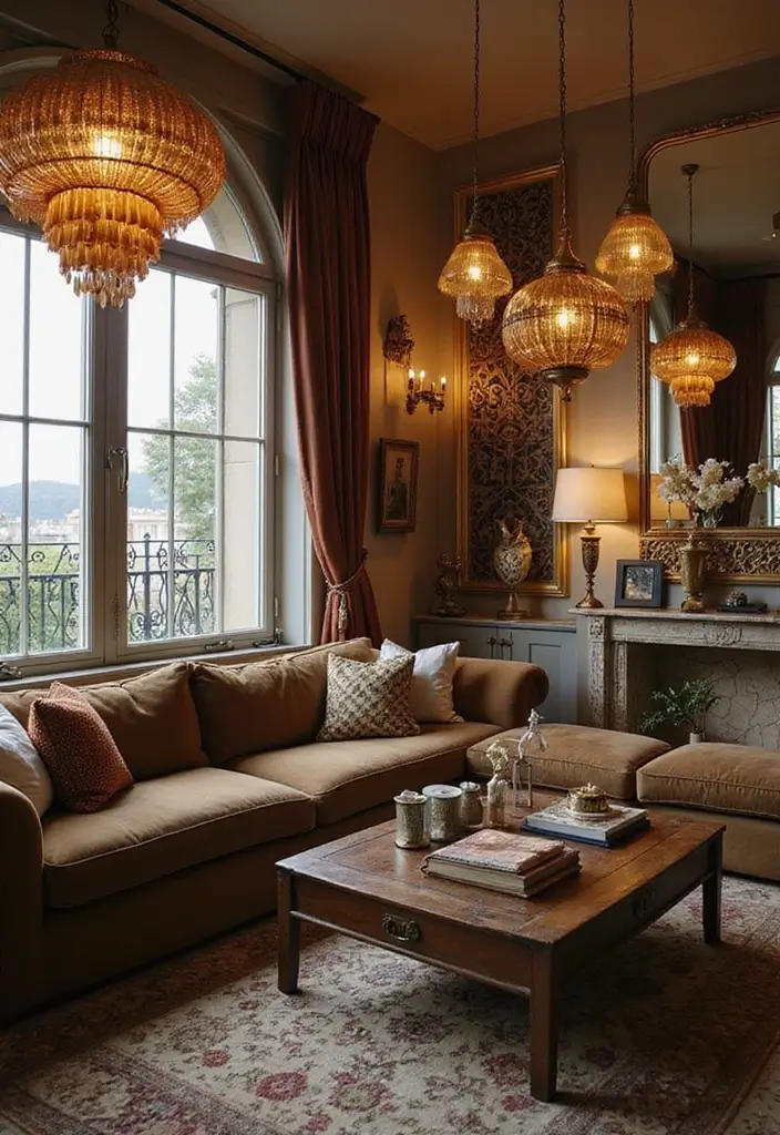 30 Glam Living Room Decor Ideas for Sparkle - 7. Metallic Accents 1