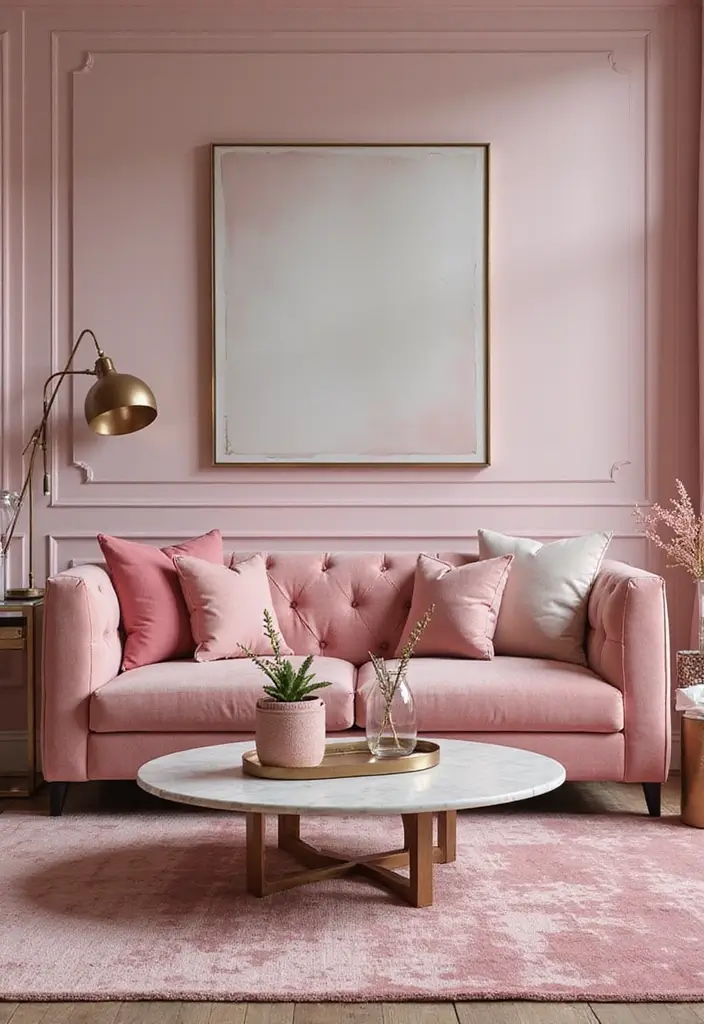 30 Glamorous Black and Pink Living Room Decor Ideas - 10. Stylish Coffee Tables 1