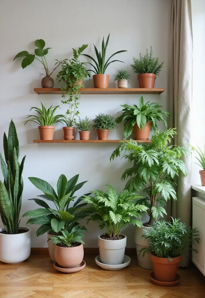 30 Green Living Room Decor Ideas for a Fresh Look - 1. Lush Indoor Plant Corner 1