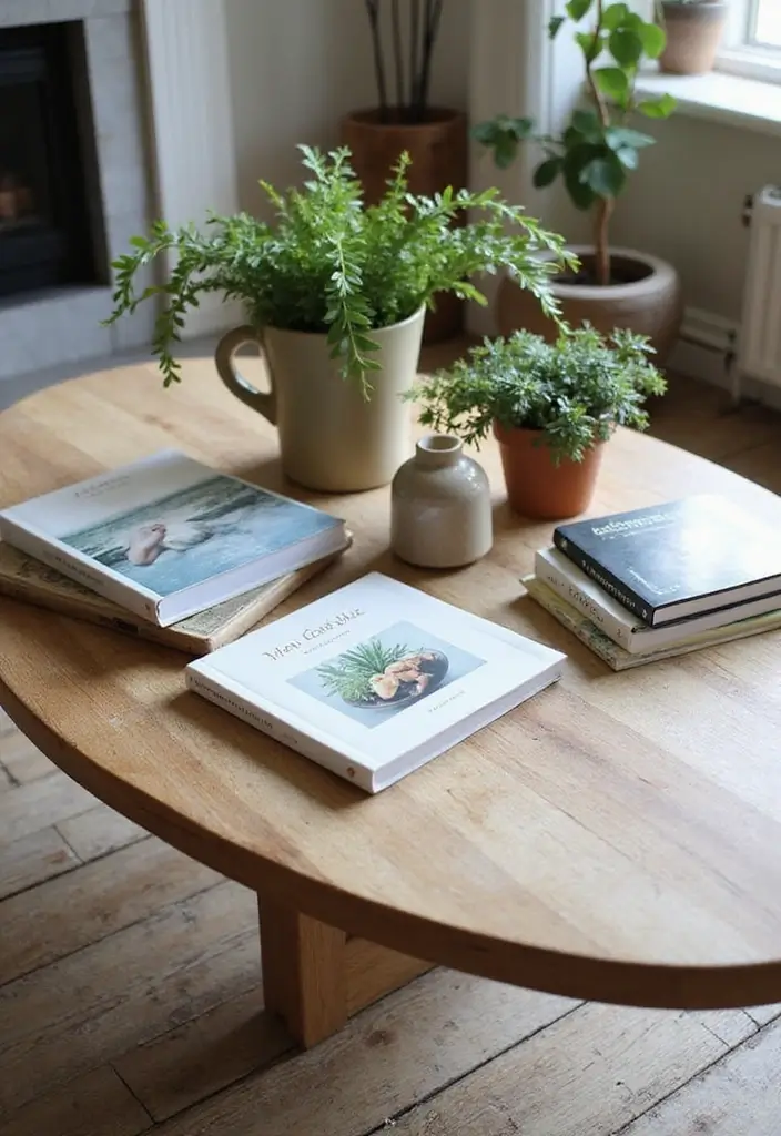 30 Green Living Room Decor Ideas for a Fresh Look - 12. Sustainable Coffee Table Books 1