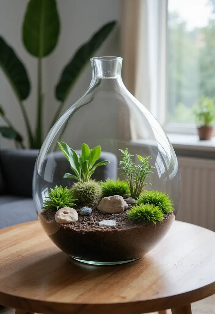 30 Green Living Room Decor Ideas for a Fresh Look - 17. Terrariums 1