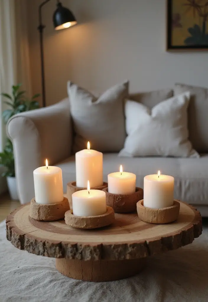 30 Green Living Room Decor Ideas for a Fresh Look - 19. Sustainable Candles 1