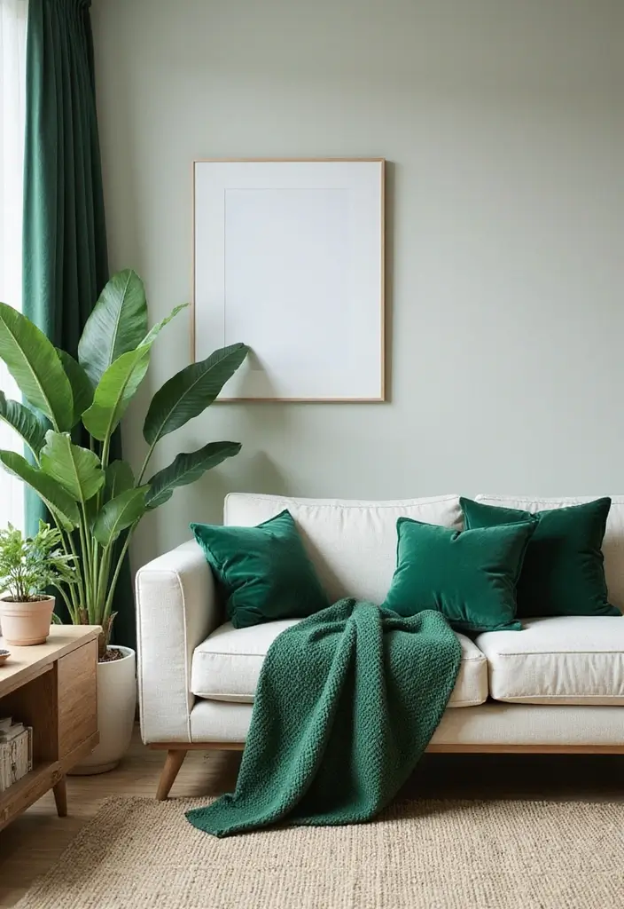 30 Green Living Room Decor Ideas for a Fresh Look - 20. Green Accents 1