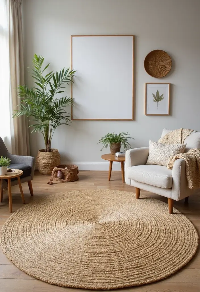 30 Green Living Room Decor Ideas for a Fresh Look - 3. Natural Fiber Rugs 1