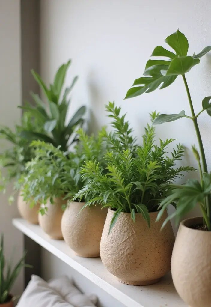 30 Green Living Room Decor Ideas for a Fresh Look - 5. Biodegradable Planters 1