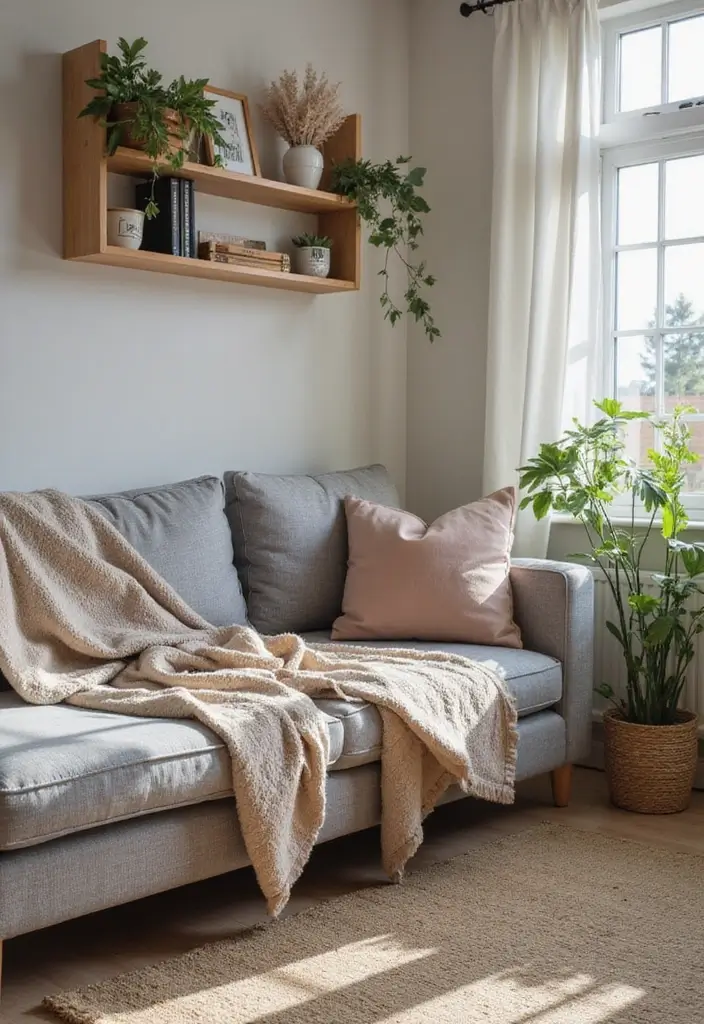 30 Grey Couch Living Room Decor Ideas - 16. Cozy Corner Nooks 1