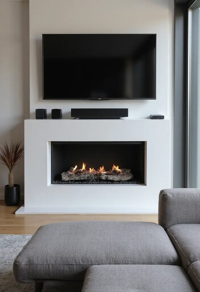 30 Grey Couch Living Room Decor Ideas - 25. Wall Mounted TVs 1