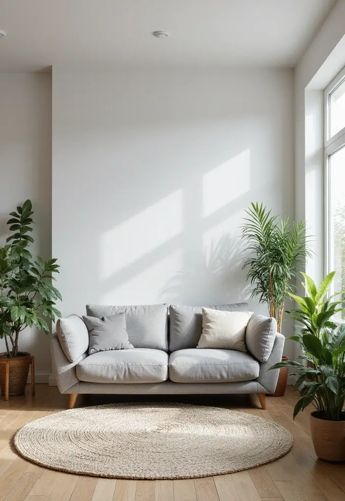 30 Grey Couch Living Room Decor Ideas - 5. Natural Elements 1