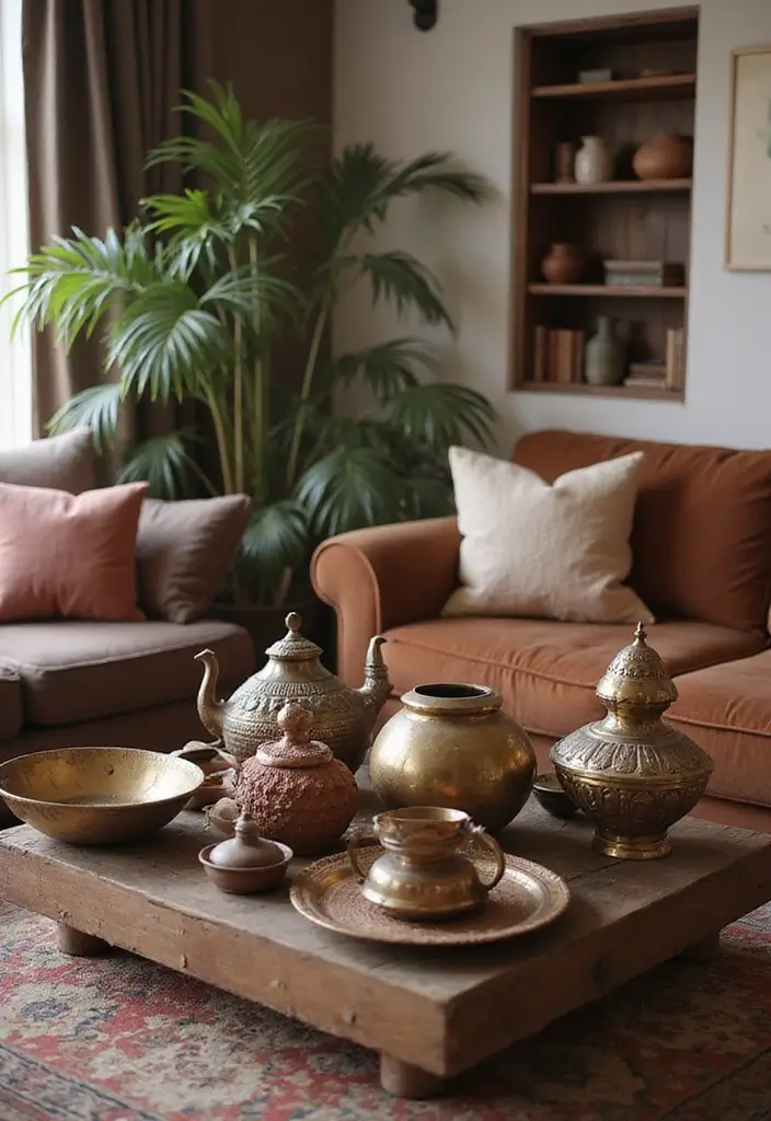 30 Indian Living Room Decor Ideas for Vibrant Homes - 10. Ethnic Home Accessories 1
