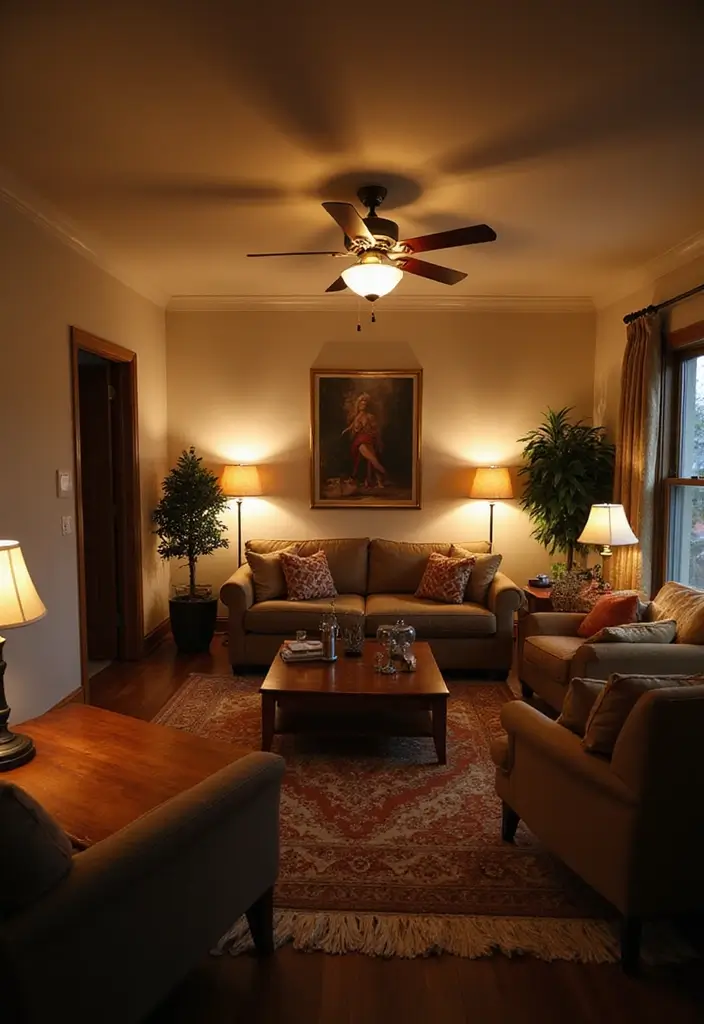 30 Indian Living Room Decor Ideas for Vibrant Homes - 12. Layered Lighting Techniques 1