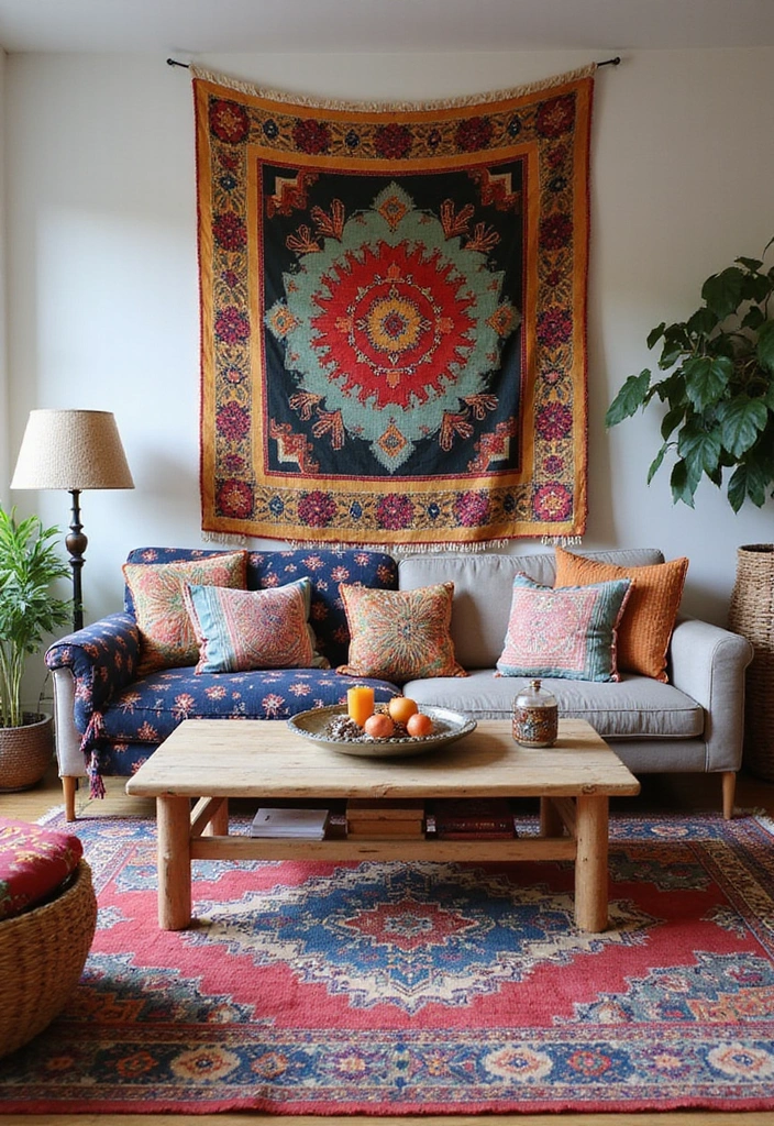 30 Indian Living Room Decor Ideas for Vibrant Homes - 6. Bohemian Accents 1