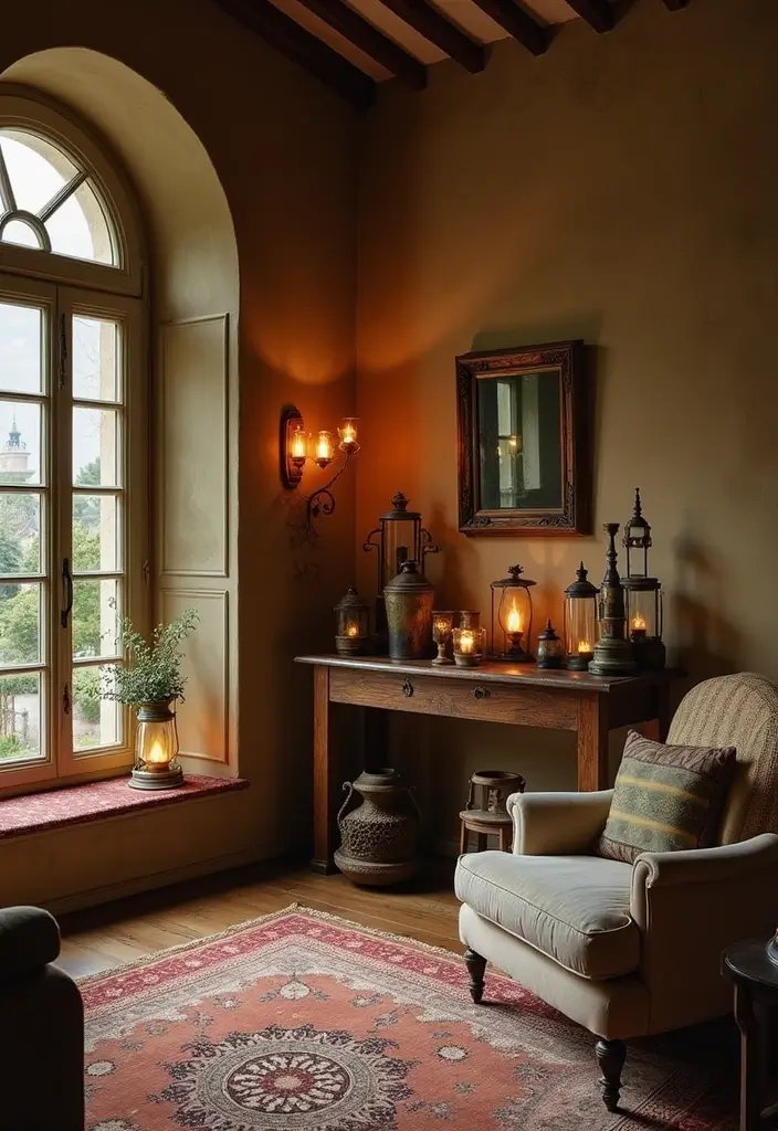 30 Lantern Living Room Decor Ideas - 11. Vintage Lanterns for Nostalgic Charm 1