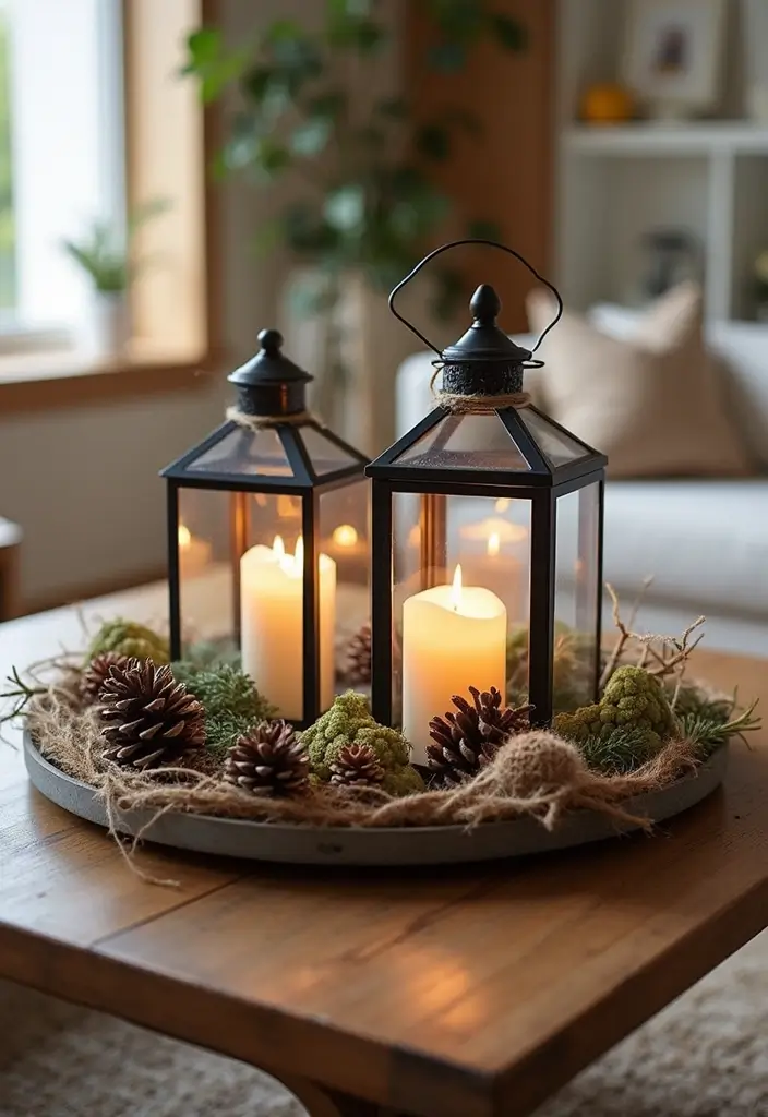 30 Lantern Living Room Decor Ideas - 13. Lanterns with Decorative Elements 1