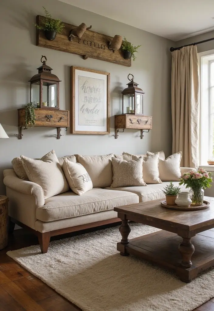 30 Lantern Living Room Decor Ideas - 21. Lanterns for a Farmhouse Feel 1