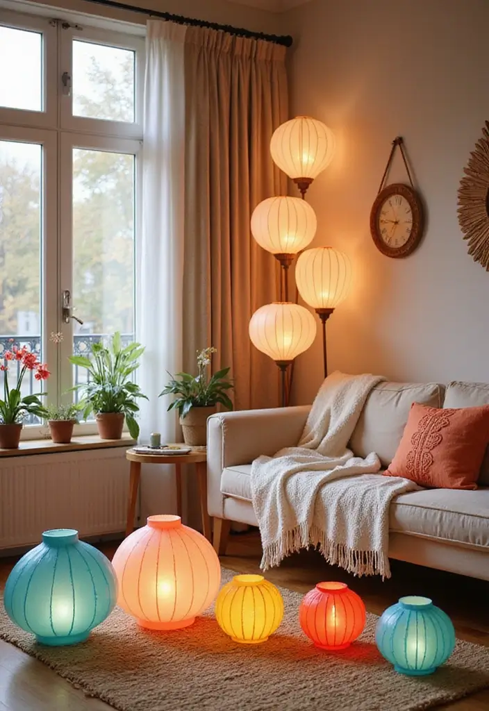 30 Lantern Living Room Decor Ideas - 23. Lanterns with Whimsical Designs 1
