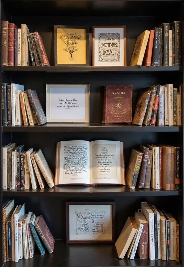 30 Living Room Bookshelf Decor Ideas - 29. Book-Related Quotes 1