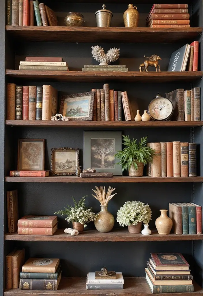 30 Living Room Bookshelf Decor Ideas - 30. Travel Mementos 1