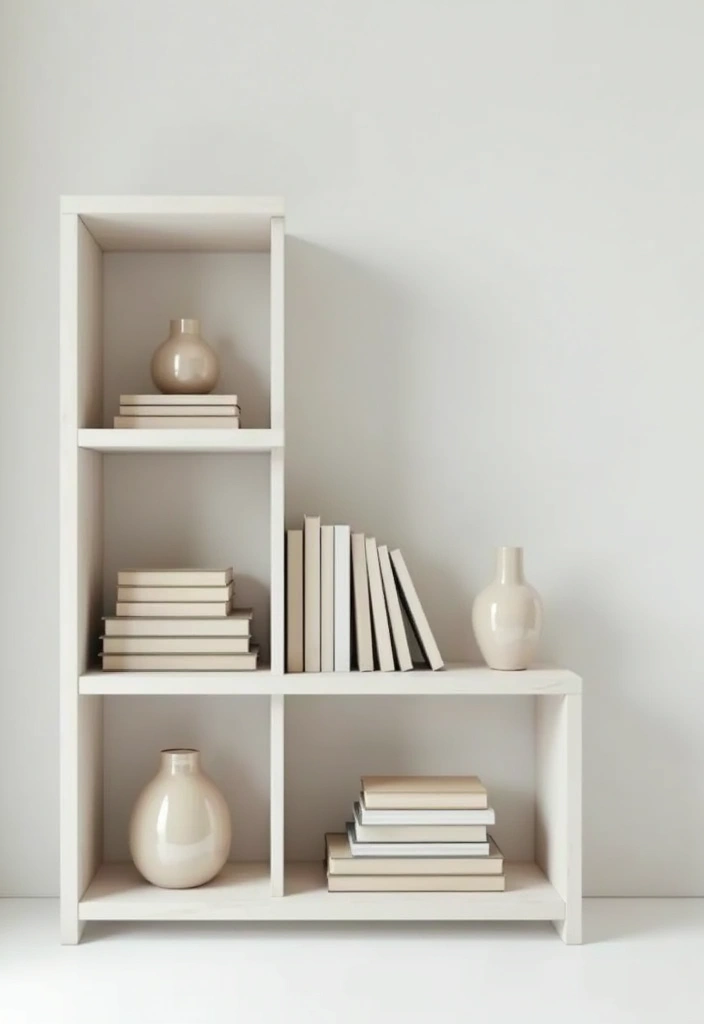 30 Living Room Bookshelf Decor Ideas - 6. Minimalist Styling 1