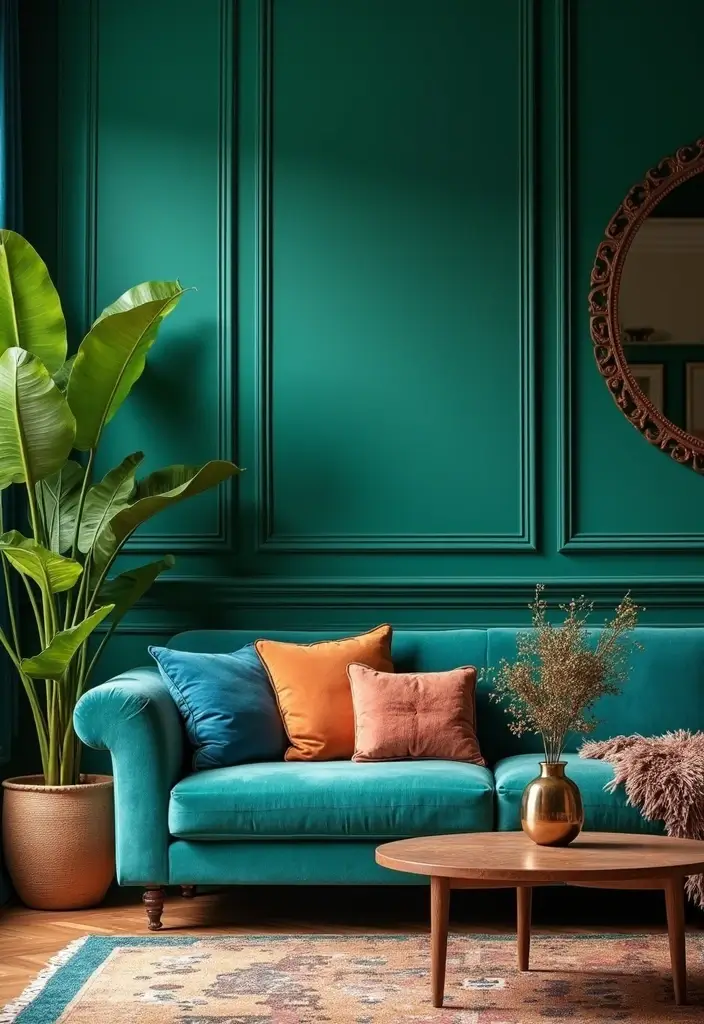 30 Living Room Color Decor Ideas - 1. Bold Jewel Tones 1
