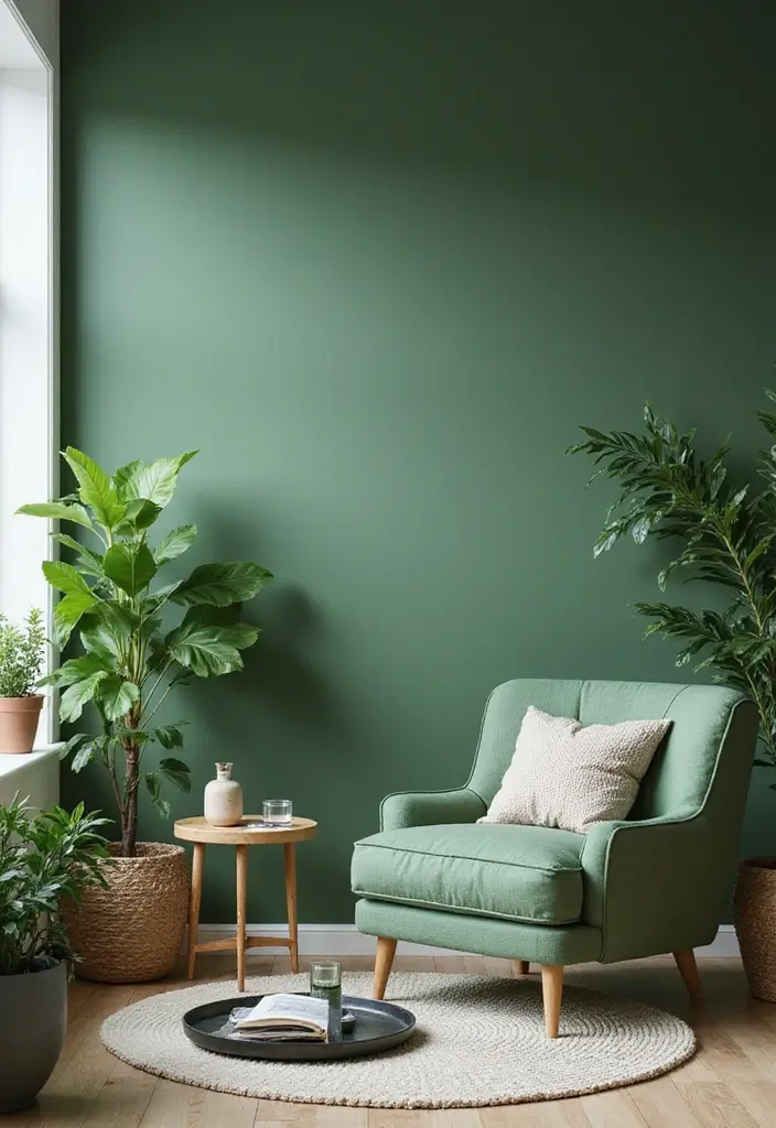 30 Living Room Color Decor Ideas - 10. Earthy Greens 1