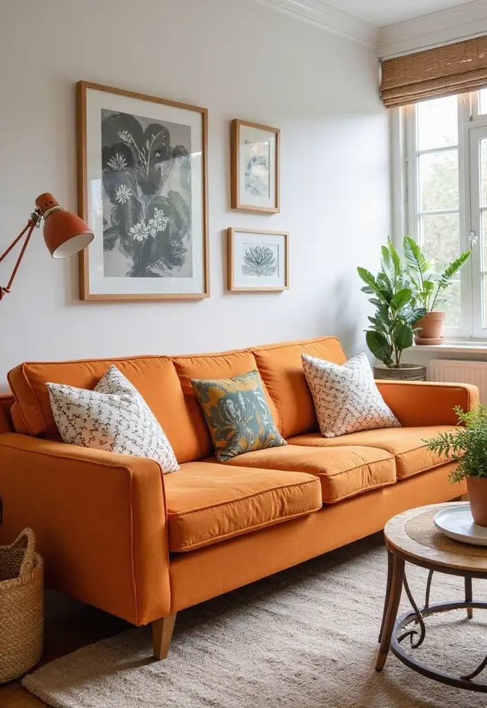 30 Living Room Color Decor Ideas - 13. Bright and Bold Orange 1