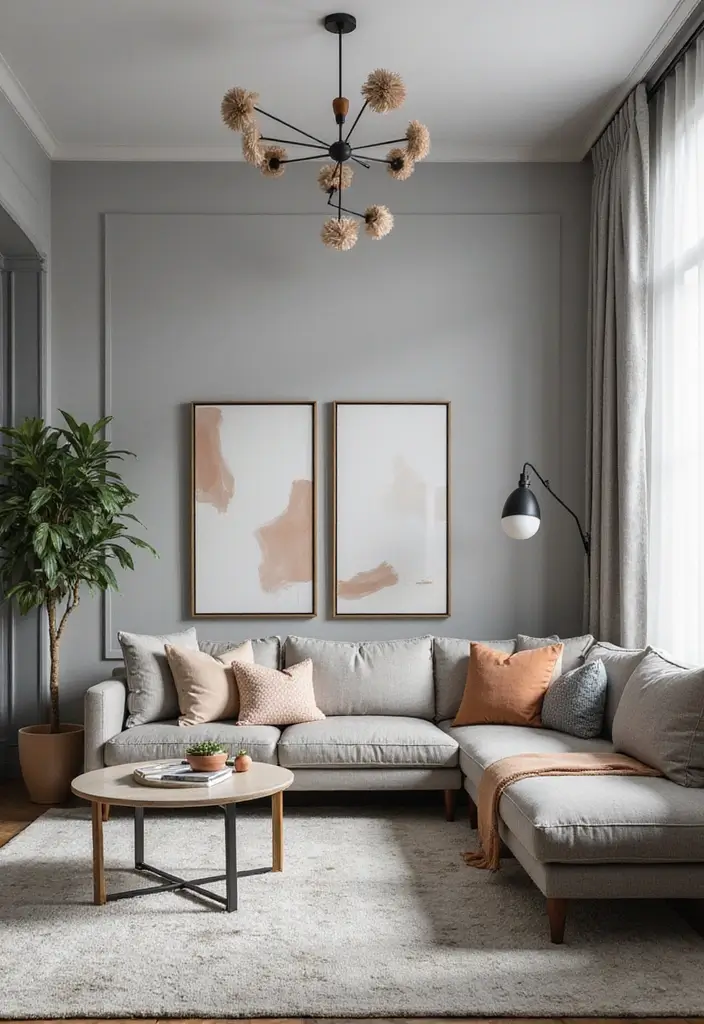 30 Living Room Color Decor Ideas - 14. Soft Grays 1