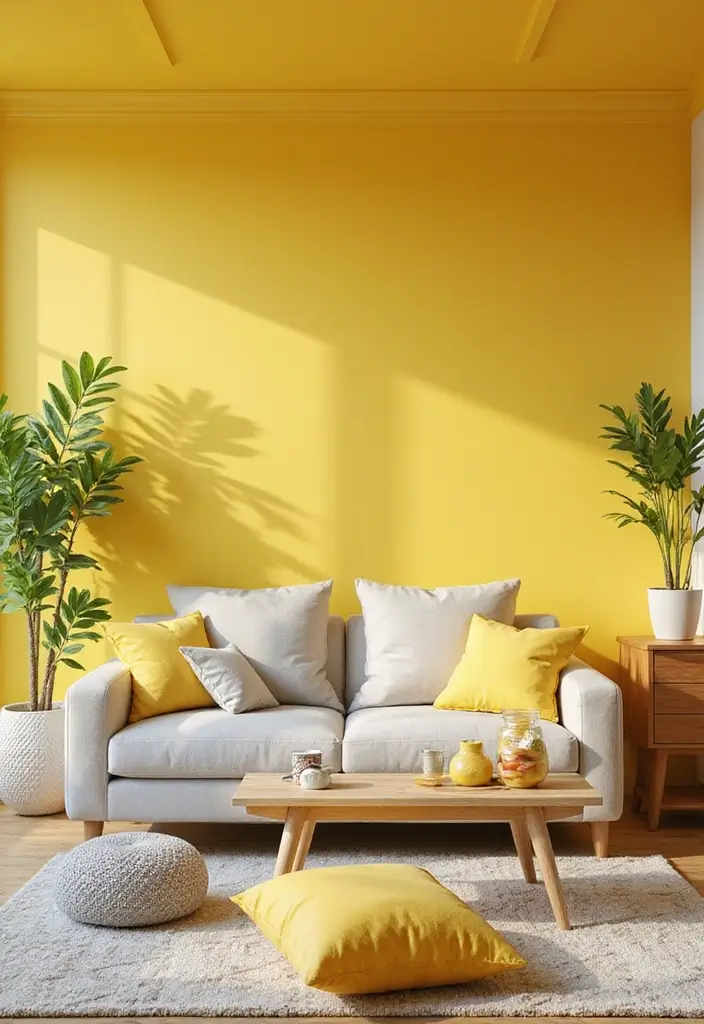 30 Living Room Color Decor Ideas - 15. Cheerful Yellow 1